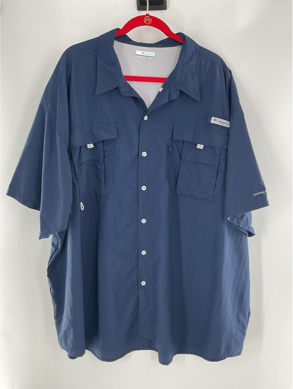 Columbia Sportswear Men’s Button Up Collar Shirt 4X Navy Blue Short Sleeve 146
